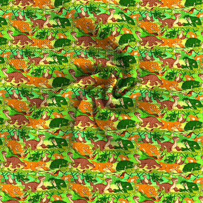 dinosaurs dino green series printed fabric