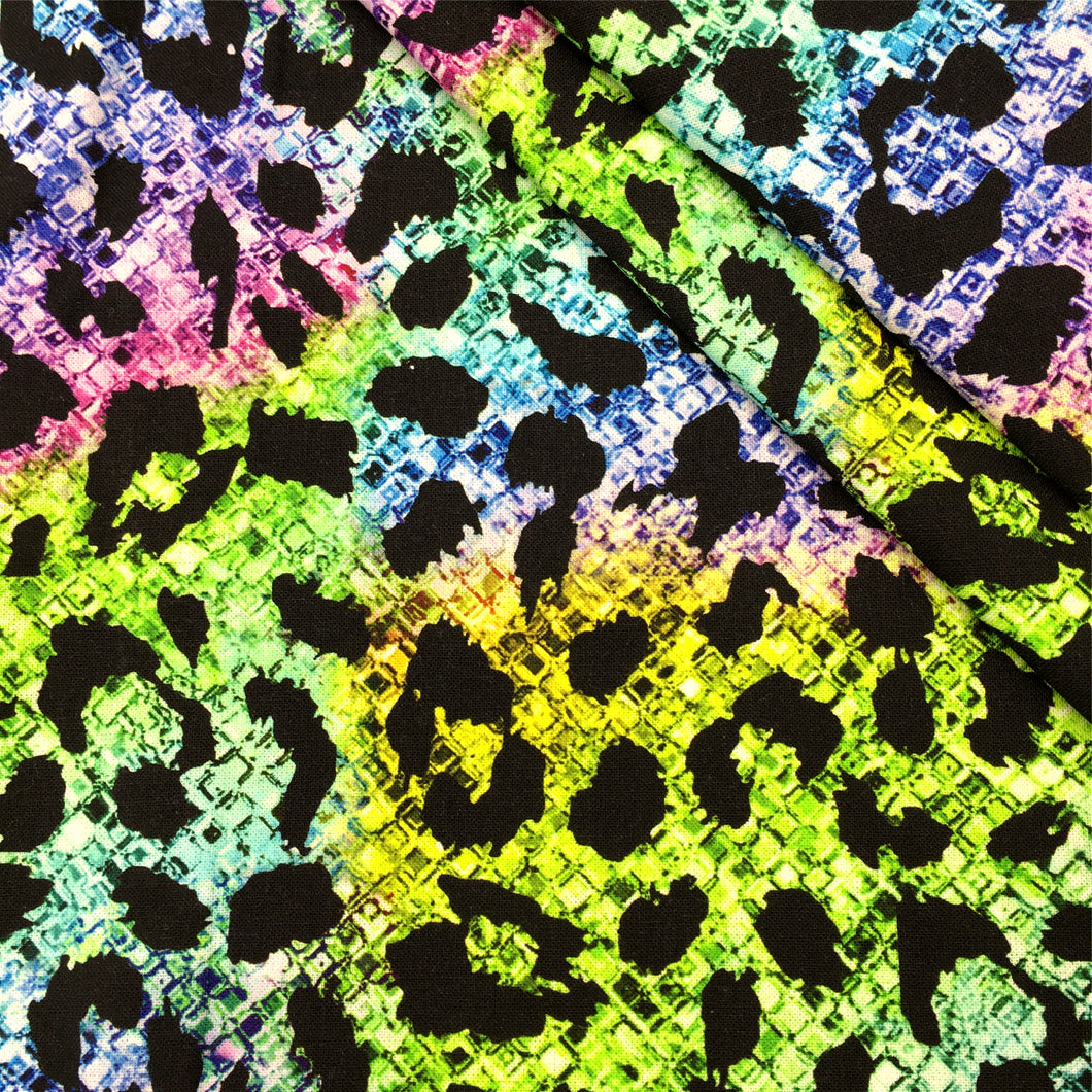 leopard cheetah rainbow color gradient color printed fabric