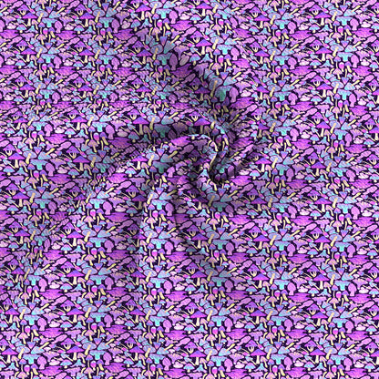 purple series plant mushroom printed fabric