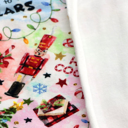 snowflake snow christmas drinks gingerbread man printed fabric