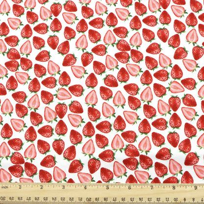 strawberry fruit red series printed fabric