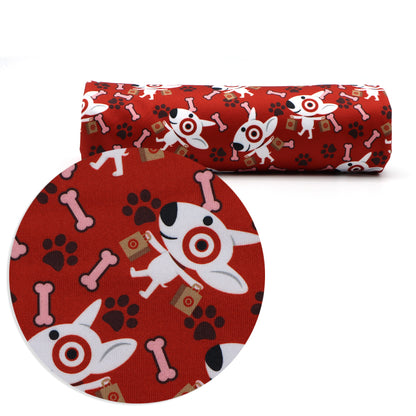 red series footprint paw printed fabric