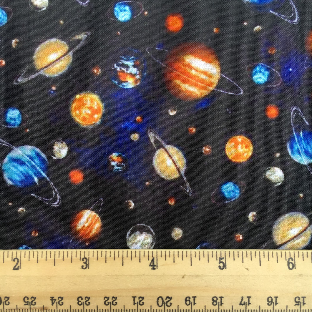 planet solar system galaxy printed fabric