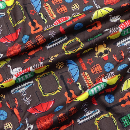 umbrella guitars turkey chicken lobster printed fabric