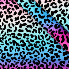 Load image into Gallery viewer, leopard cheetah gradient color rainbow color printed fabric
