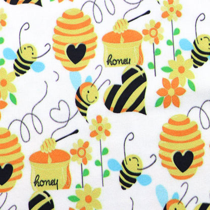 bee flower floral heart love printed fabric
