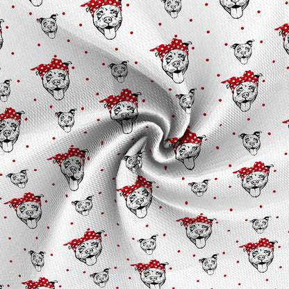 dog puppy dots spot bowknot bows printed fabric