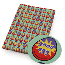 Load image into Gallery viewer, eggs letters alphabet green series printed fabric
