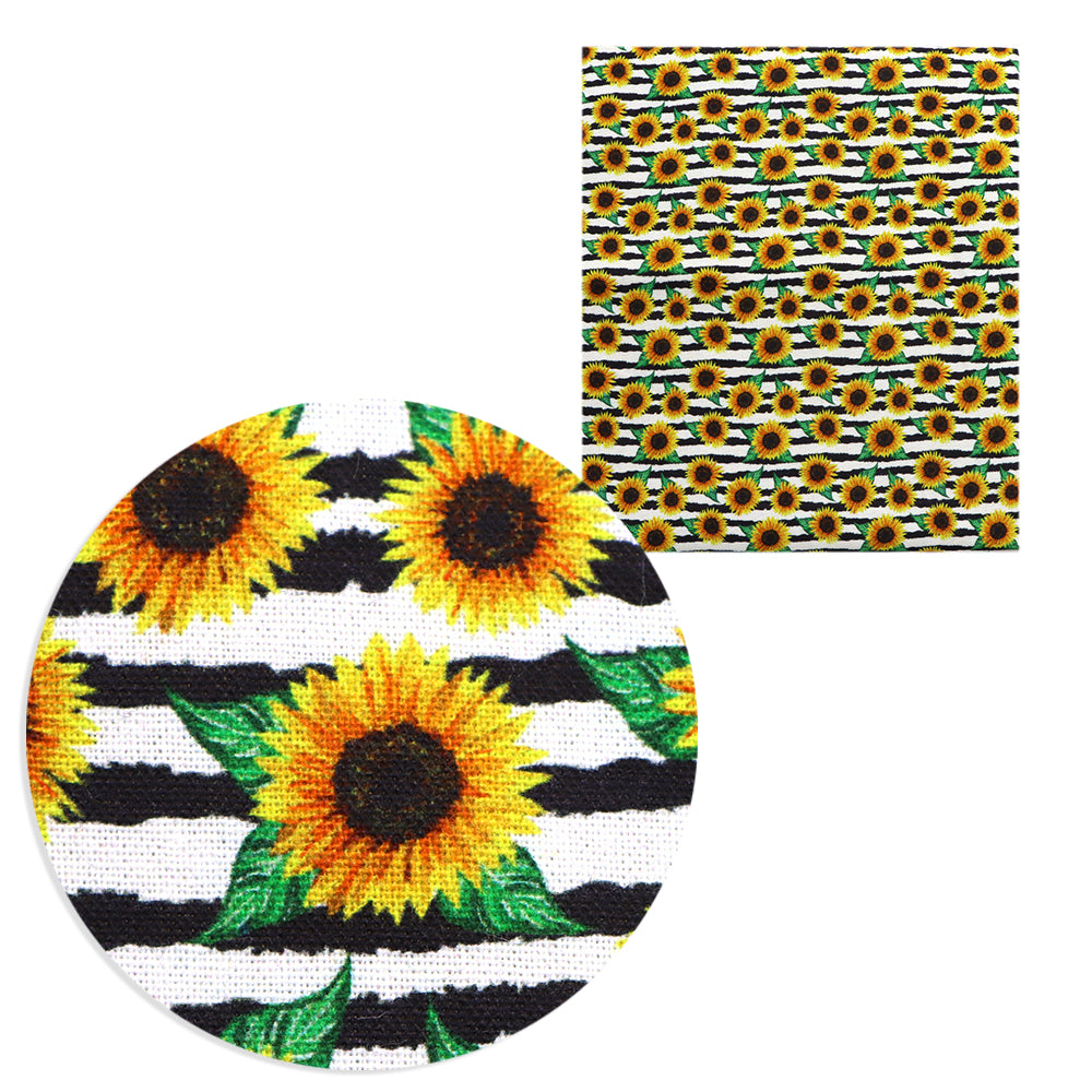 flower floral sunflower stripe yellow series printed fabric