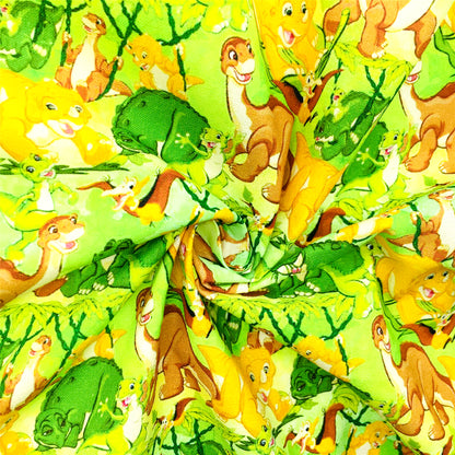 dinosaurs dino green series printed fabric