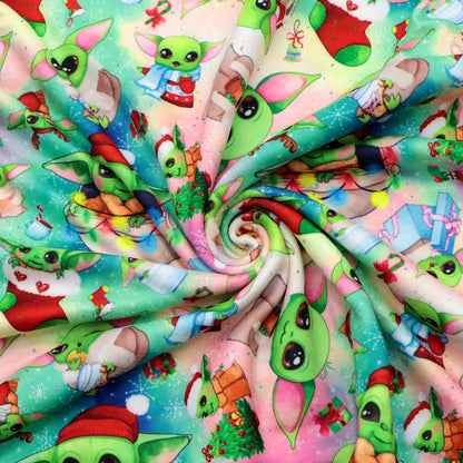 christmas day green series printed fabric