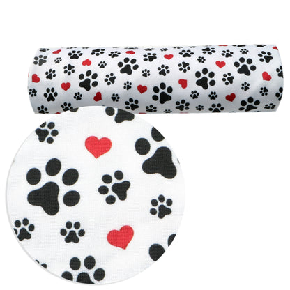 footprint paw heart love valentines day printed fabric