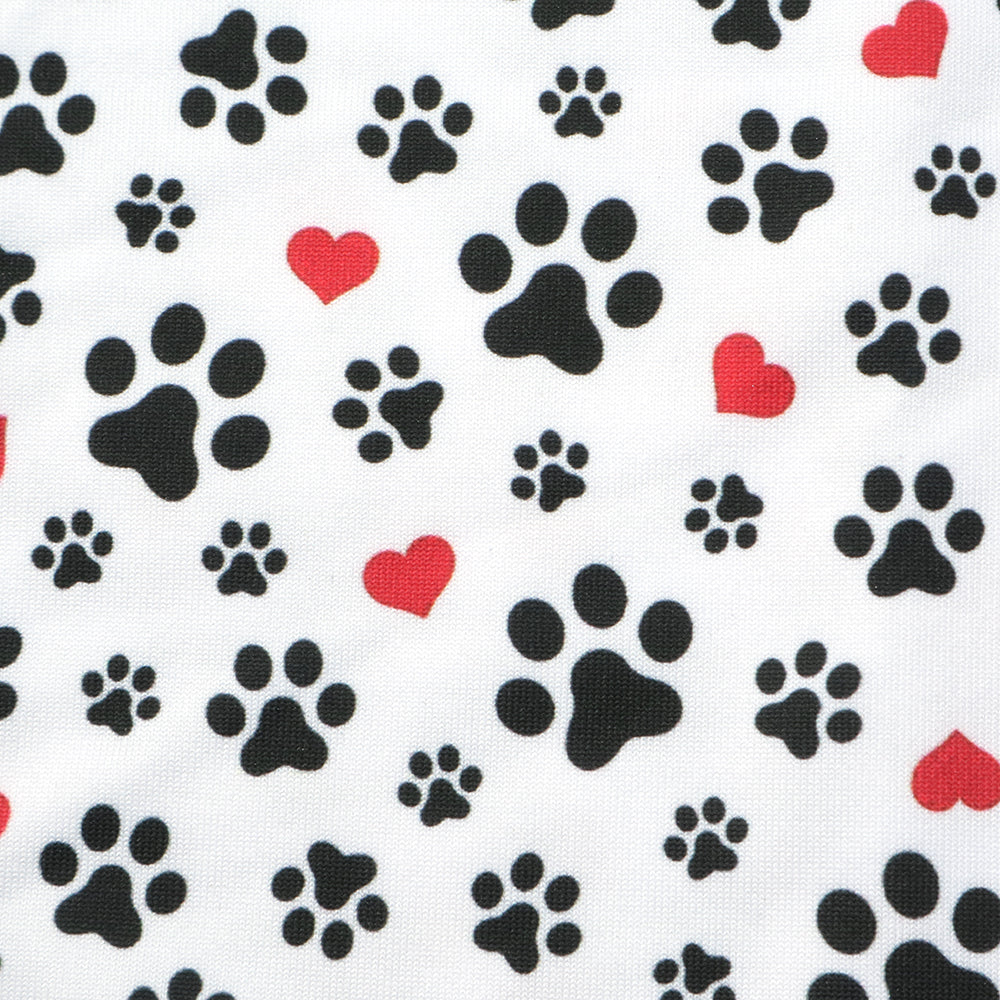 footprint paw heart love valentines day printed fabric