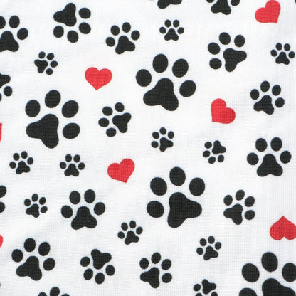 footprint paw heart love valentines day printed fabric