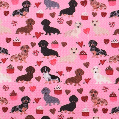 dog puppy heart love valentines day cake cupcake ice cream popsicle printed fabric