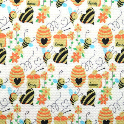 bee flower floral heart love printed fabric