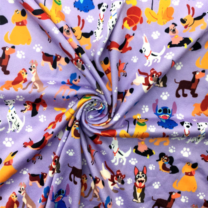 dog puppy purple series printed fabric
