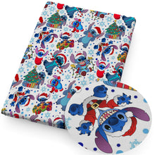 Load image into Gallery viewer, christmas day stitch lilo and stitch stich christmas tree snowflakesnow fabric
