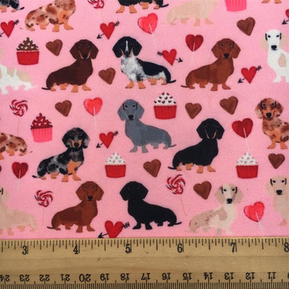 dog puppy heart love valentines day cake cupcake ice cream popsicle printed fabric