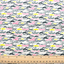 Load image into Gallery viewer, moustache geometric patterns black series printed fabric

