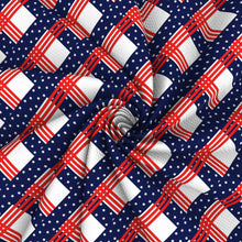 Load image into Gallery viewer, star plaid grid fourth of july independence day printed fabric
