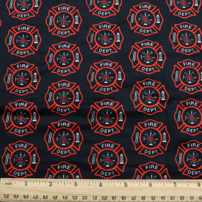 fire truck fire hydrant firemen printed fabric