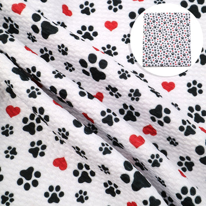footprint paw heart love valentines day printed fabric