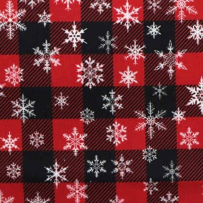 snowflake snow plaid grid christmas day printed fabric