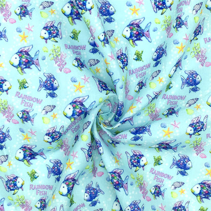 rainbow color goldfish printed fabric