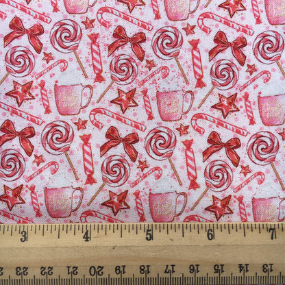 bowknot bows lollipop lolly pops candy sweety christmas day food printed fabric