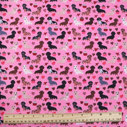 dog puppy heart love valentines day cake cupcake ice cream popsicle printed fabric