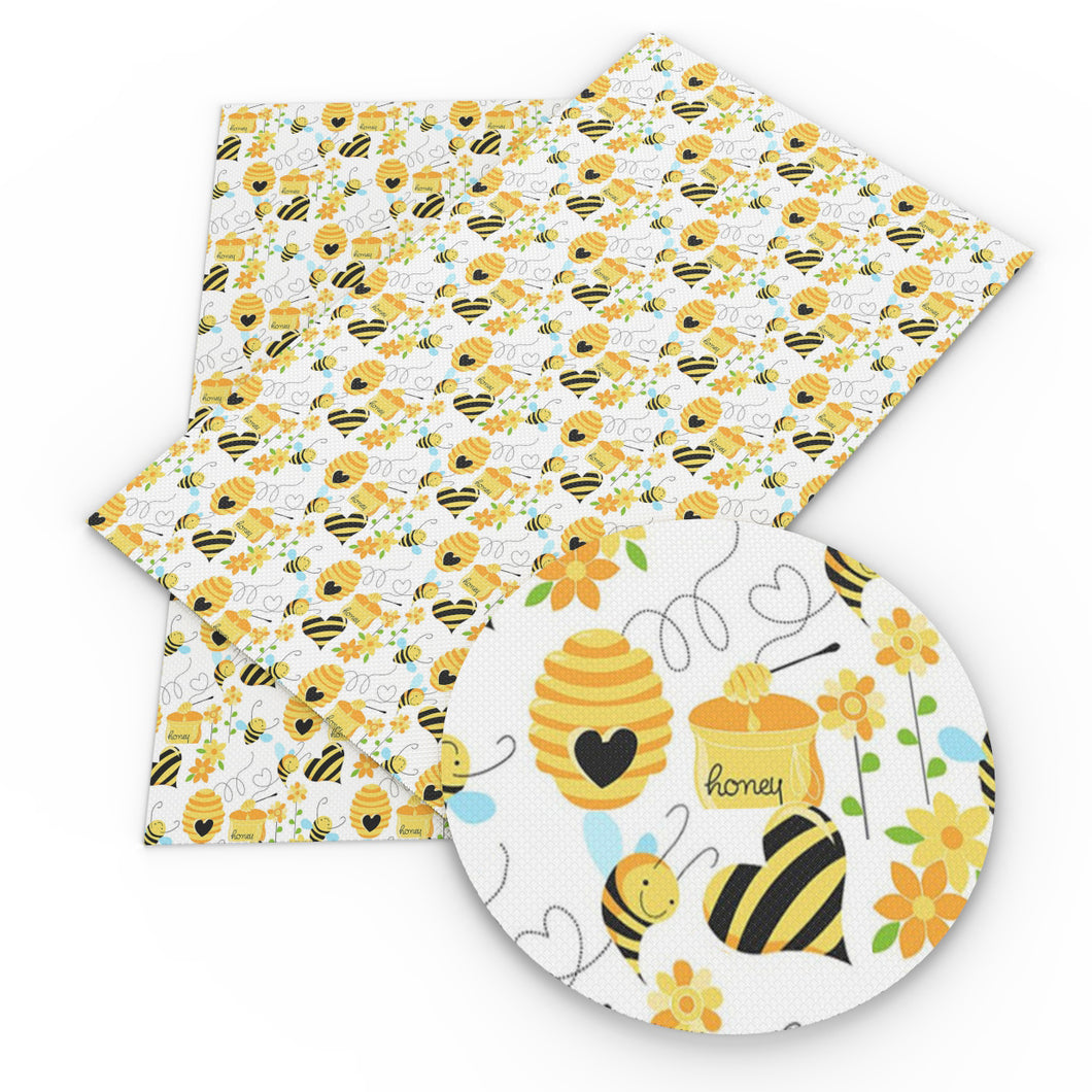 bee flower floral printed fabric