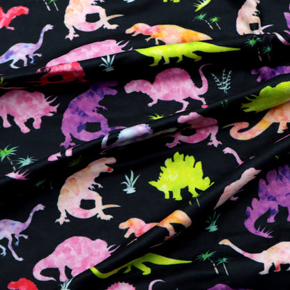 dinosaurs dino leaf leaves tree black series printed fabric