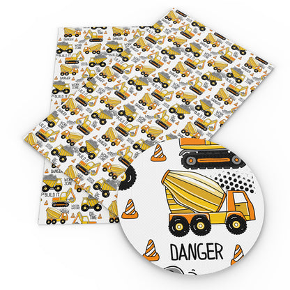 engineering construction vehicles printed fabric