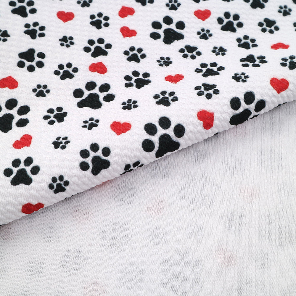 footprint paw heart love valentines day printed fabric