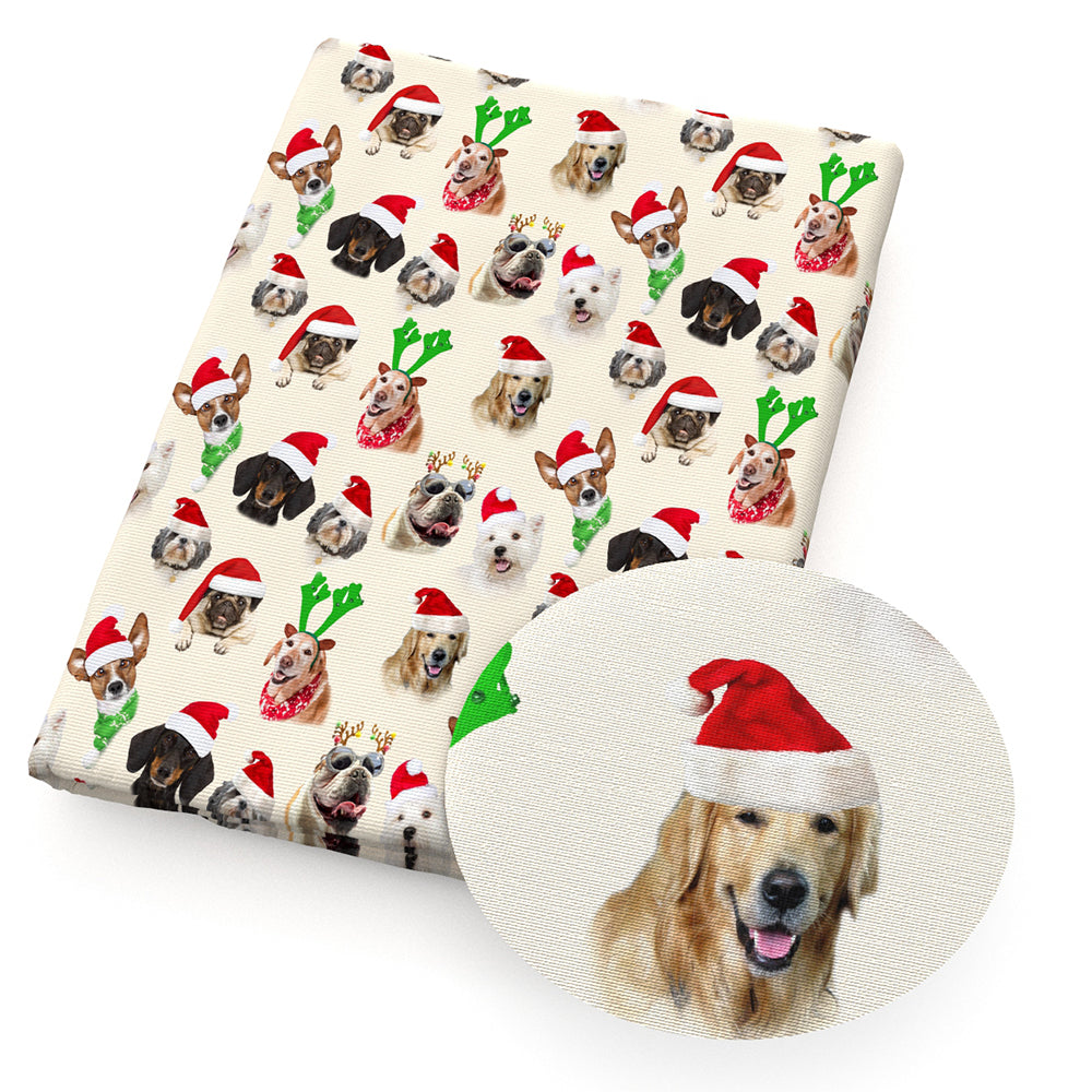 christmas day dog puppy christmas hat santa hat printed fabric