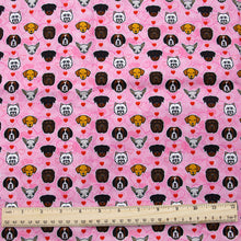 Load image into Gallery viewer, dog puppy valentines day heart love printed fabric
