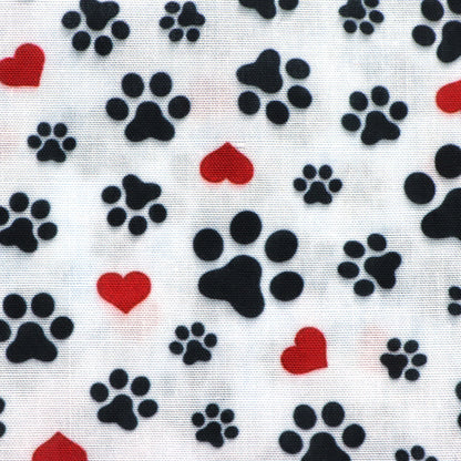 footprint paw heart love valentines day printed fabric