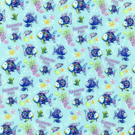 rainbow color goldfish printed fabric