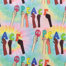 Load image into Gallery viewer, tie dye hand palm letters alphabet peace rainbow color printed fabric
