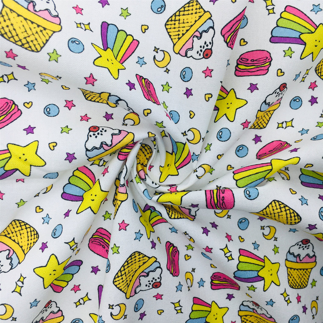 star starfish food cake cupcake ice cream popsicle printed fabric