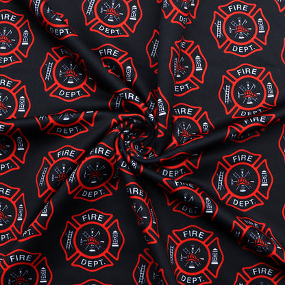 fire truck fire hydrant firemen printed fabric