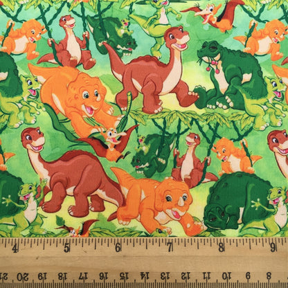 dinosaurs dino green series printed fabric