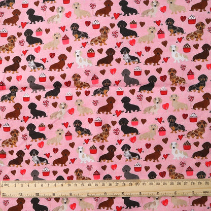 dog puppy heart love valentines day cake cupcake ice cream popsicle printed fabric