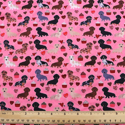 dog puppy heart love valentines day cake cupcake ice cream popsicle printed fabric