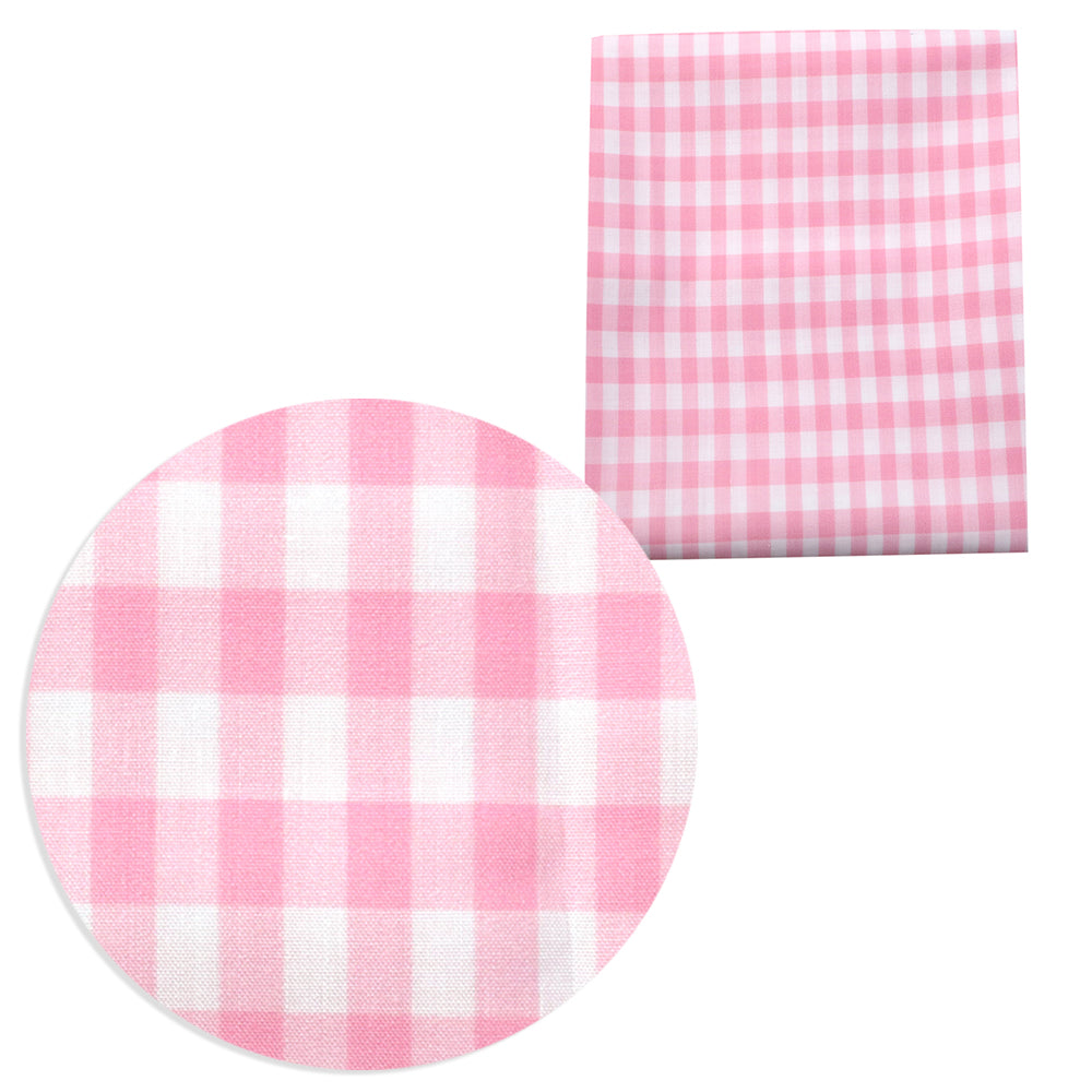 plaid grid pink series printed fabric