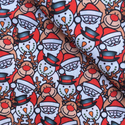 snowman christmas day deer reindeer giraffe printed fabric