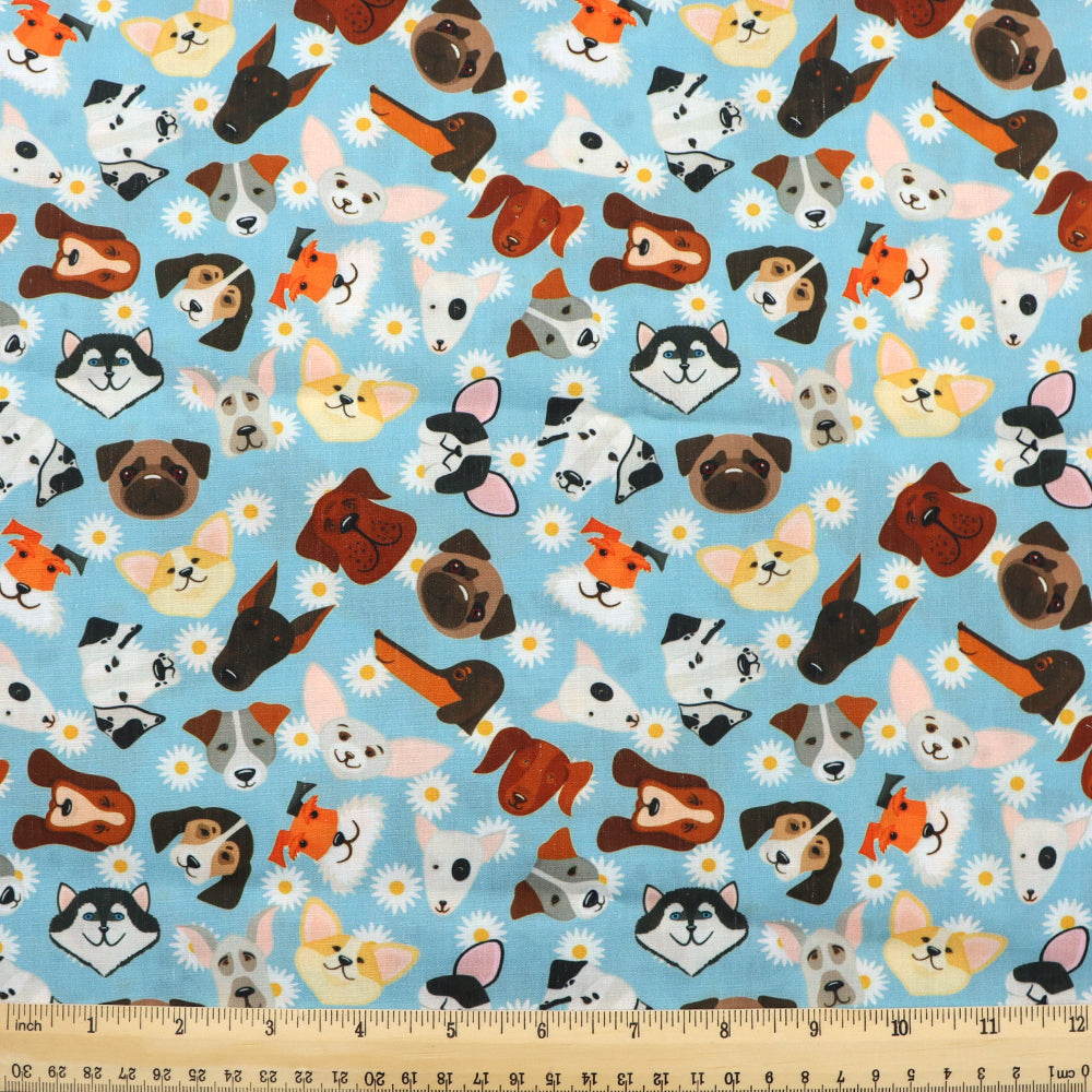 flower floral dog puppy printed fabric