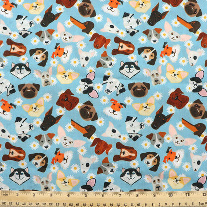 flower floral dog puppy printed fabric