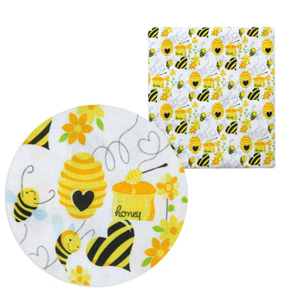 bee flower floral heart love printed fabric